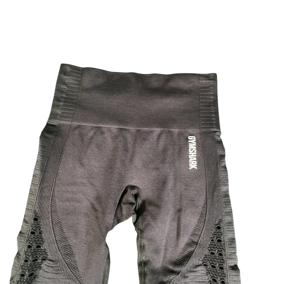 Gymshark Leggings XS Black Seamless Cropped Laser Cut High Waist Workout Pants - Picture 2 of 9